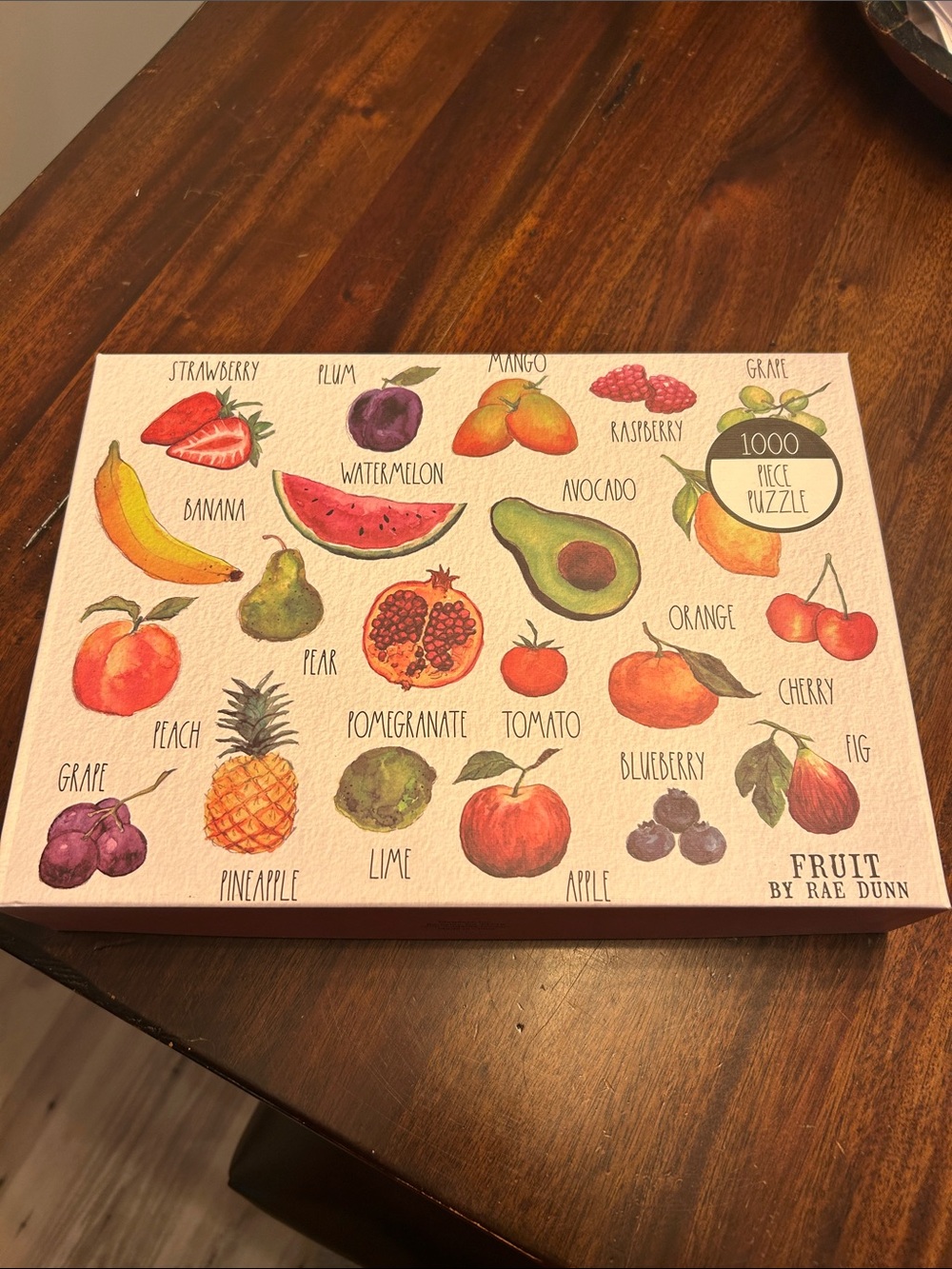 Rae Dunn Fruit Illustration 1000 piece Puzzle – Multicolored Watercolor Fruits